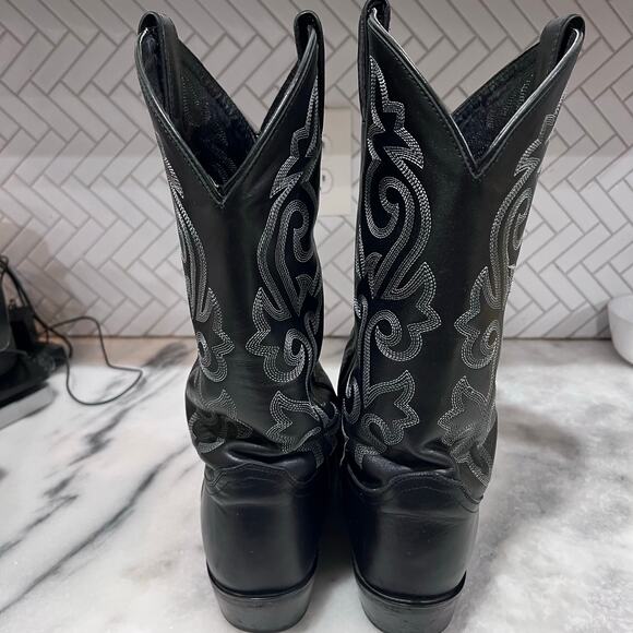 Justin Black Leather Cowboy Boots 11.5 EE Men’s Western Square Toe 1409 USA Made main image 11